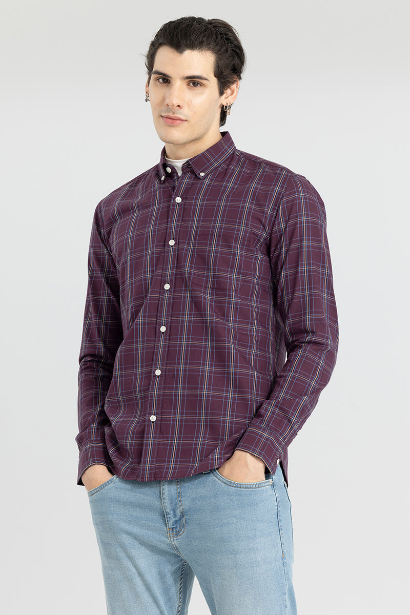 Modest Check Wine Shirt | Relove