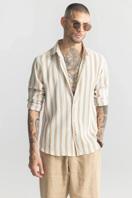 Squeeze Stripe Beige Shirt | Relove