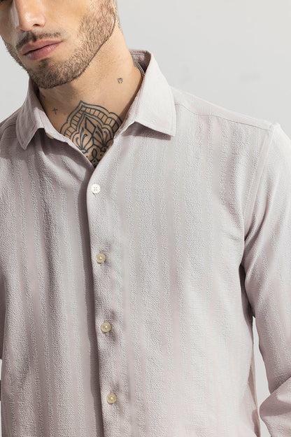 Crushed Self Stripe Grey Shirt | Relove