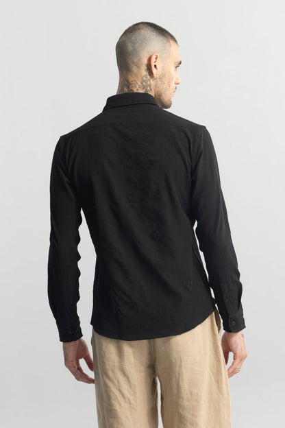 Crushed Self Stripe Black Shirt | Relove