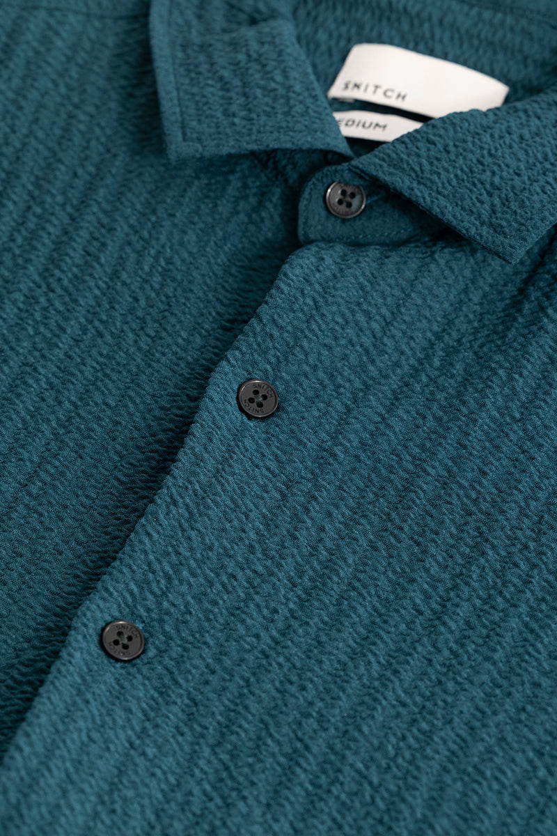 Mash Wrinkle Teal Blue Shirt | Relove