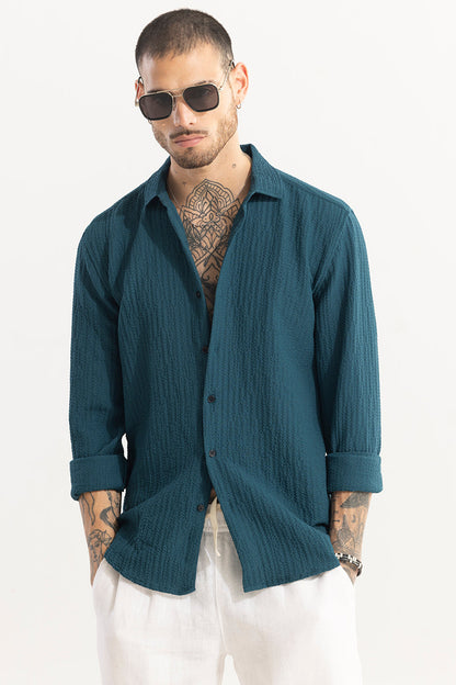 Mash Wrinkle Teal Blue Shirt | Relove