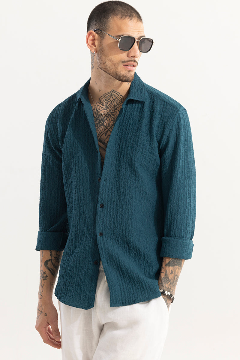 Mash Wrinkle Teal Blue Shirt | Relove