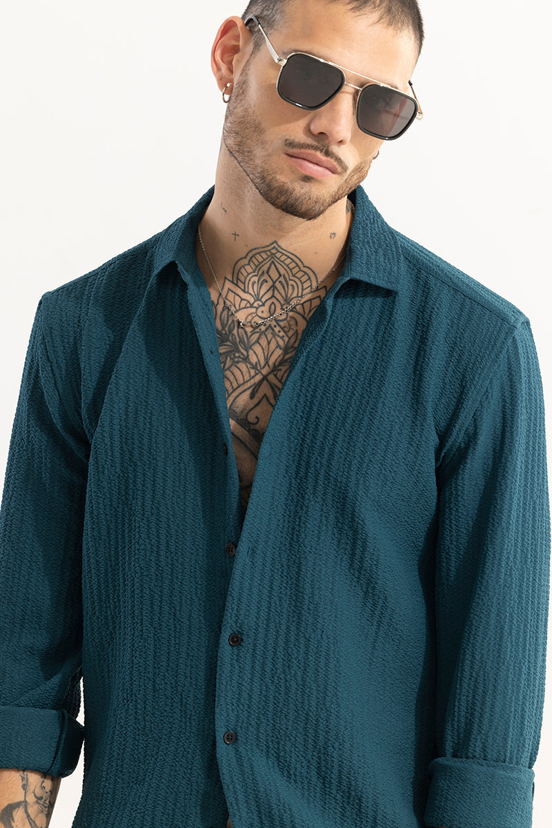 Mash Wrinkle Teal Blue Shirt | Relove