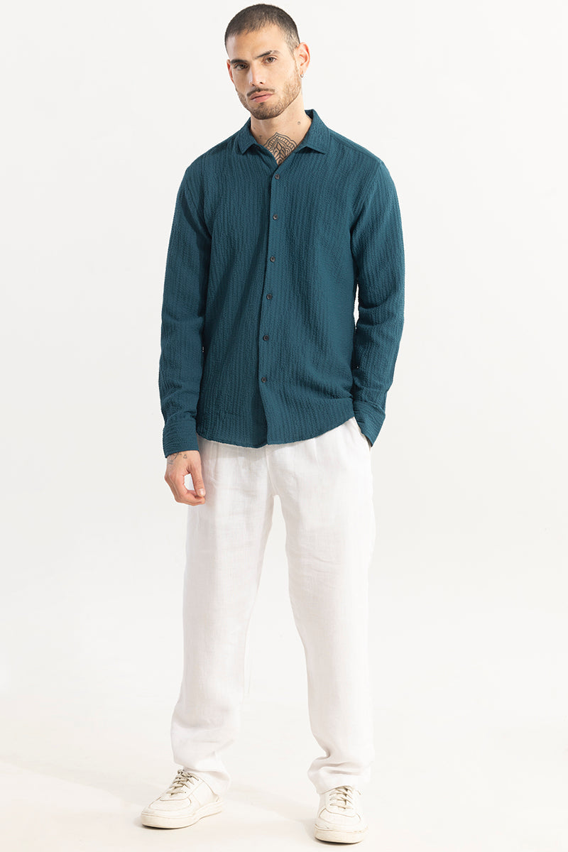 Mash Wrinkle Teal Blue Shirt | Relove