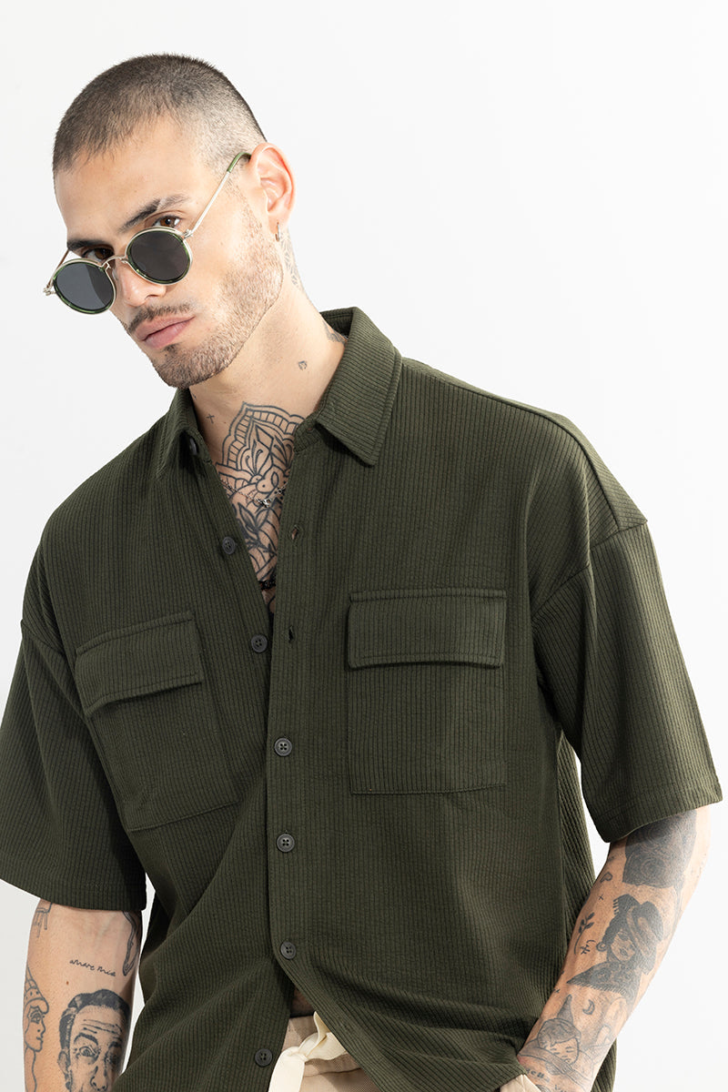 TwinFlap Olive Oversized Shirt | Relove