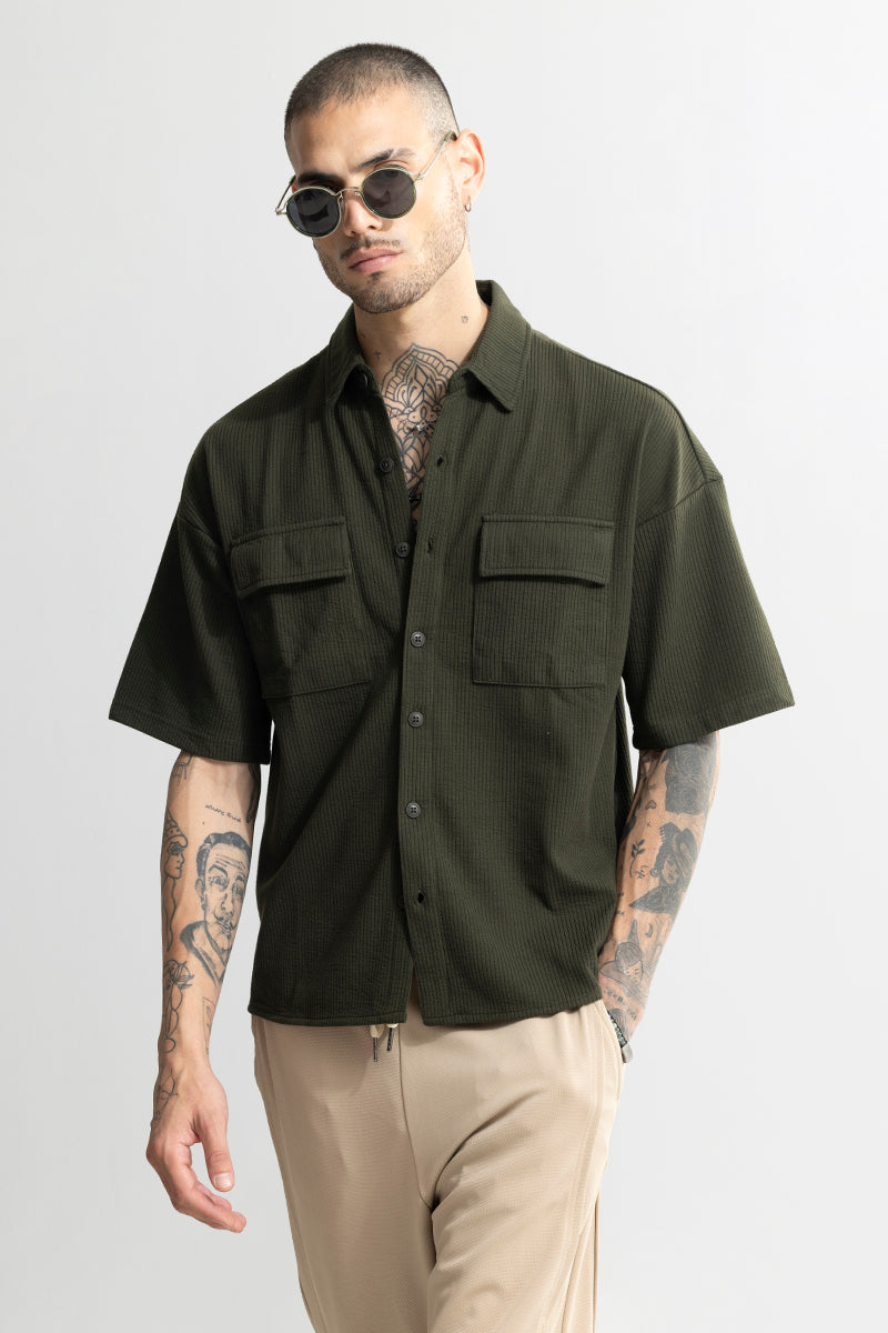 TwinFlap Olive Oversized Shirt | Relove