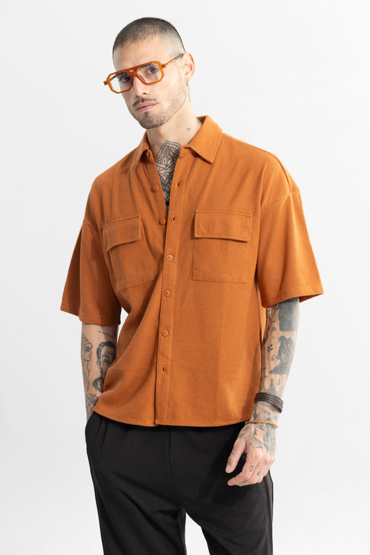TwinFlap Rustic Orange Oversized Shirt | Relove