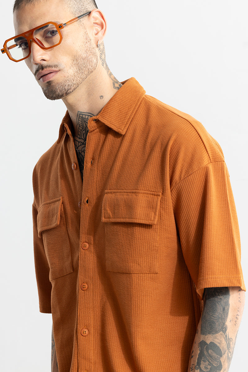 TwinFlap Rustic Orange Oversized Shirt | Relove