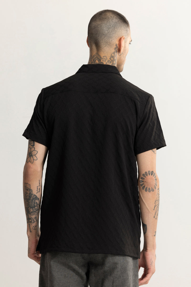 Cross Diamond Textured Black Shirt | Relove