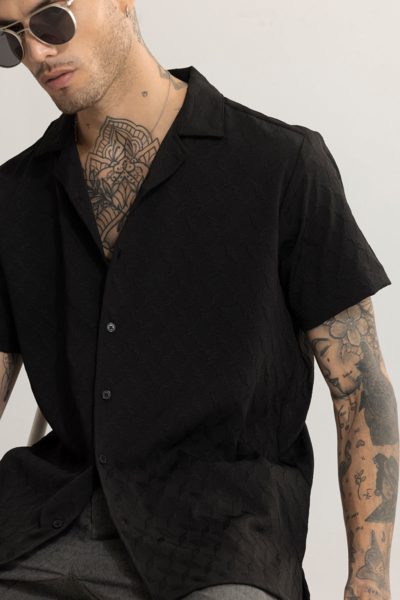 Cross Diamond Textured Black Shirt | Relove