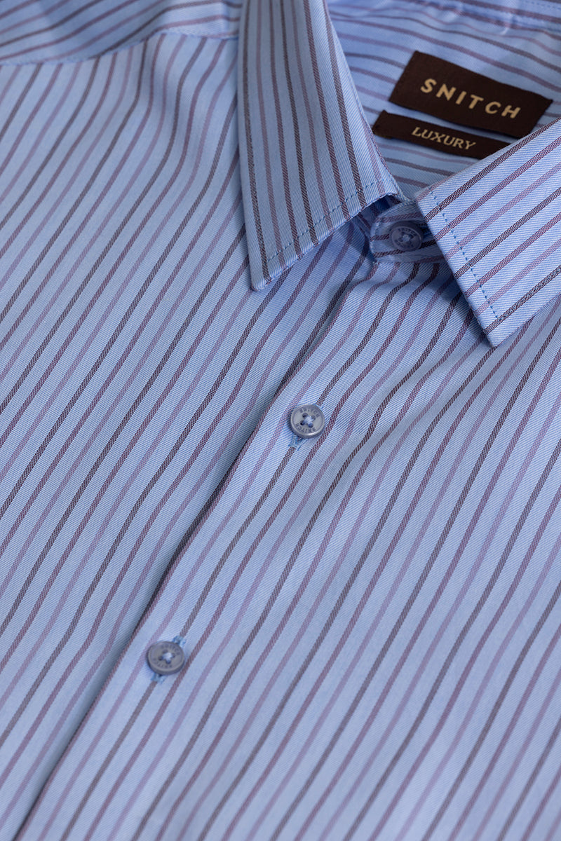 Multiparallel Stripe Blue Shirt | Relove