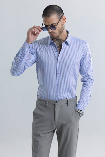 Multiparallel Stripe Blue Shirt | Relove