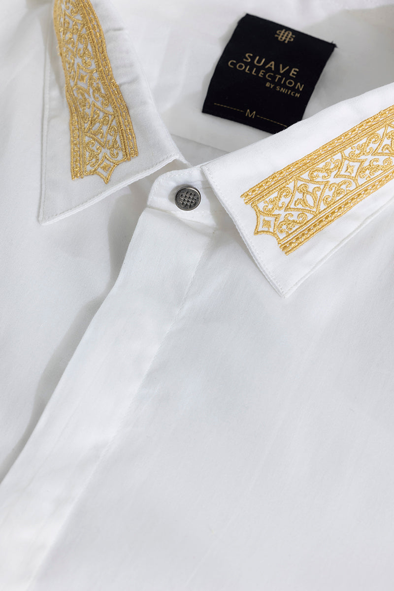 Diamond Shape Embroidered White Shirt | Relove