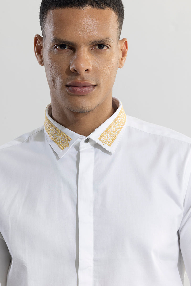 Diamond Shape Embroidered White Shirt | Relove