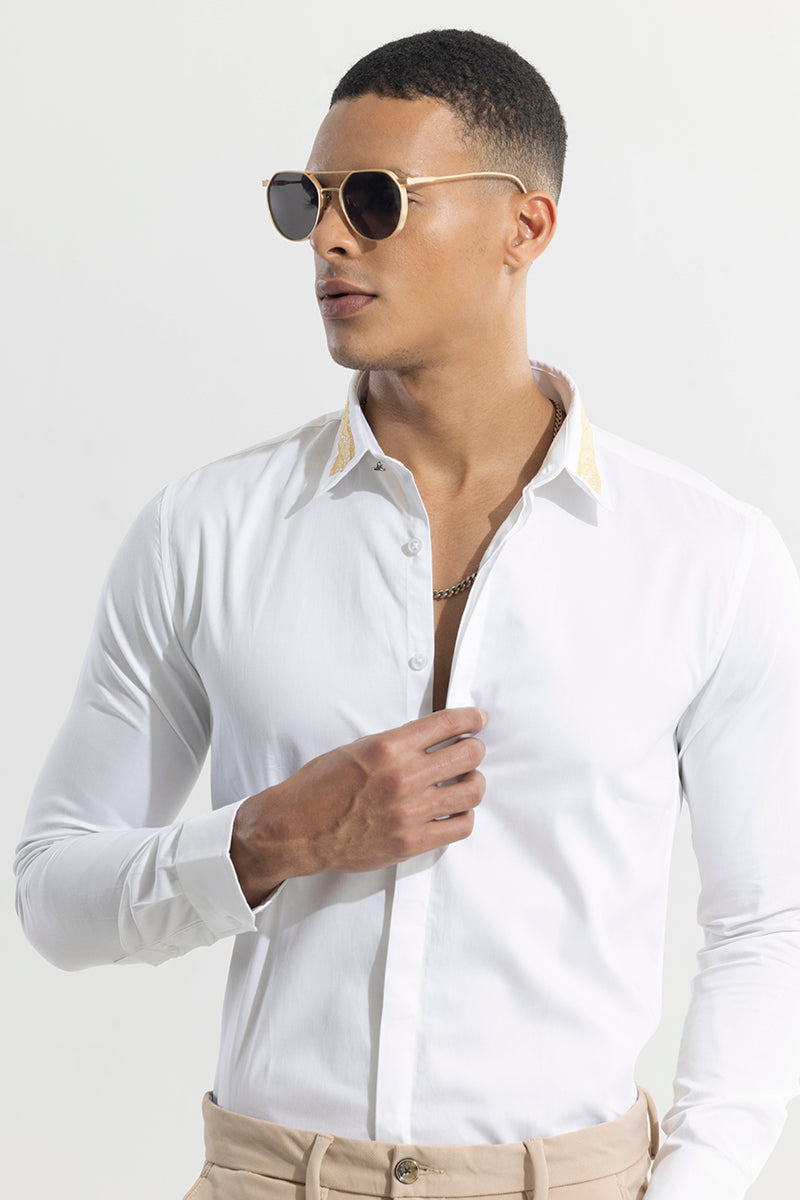 Diamond Shape Embroidered White Shirt | Relove