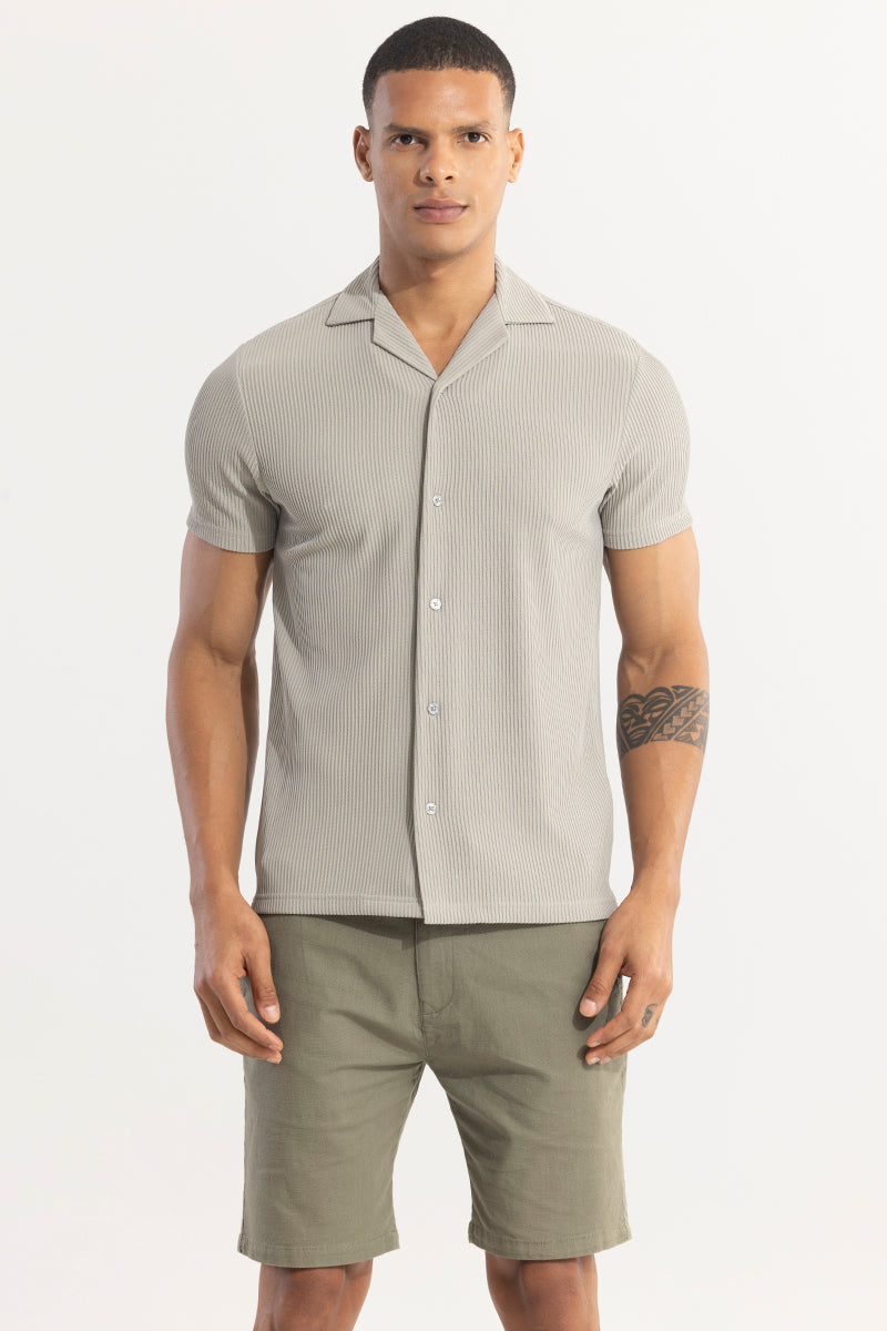 Parallel Rib Cloud Grey Shirt | Relove