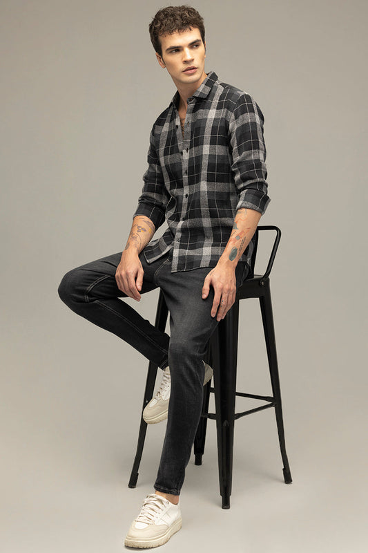 Patchwork Checks Black Shirt | Relove