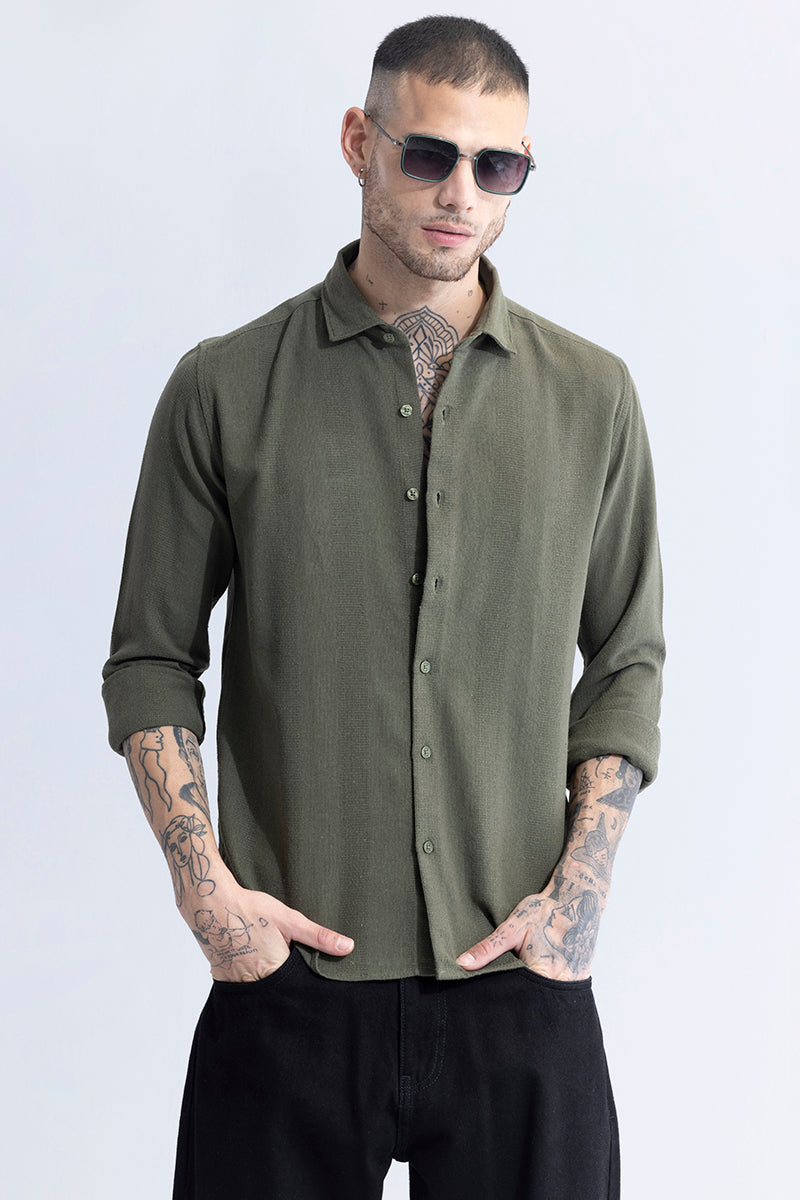 Breezy Charm Stripe Olive Shirt | Relove