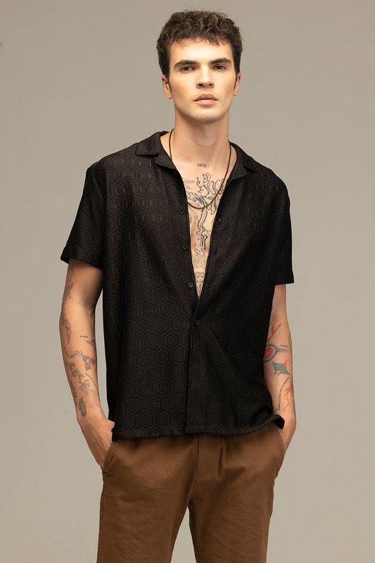 Honey Hive Black Crochet Shirt | Relove