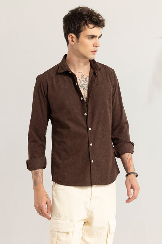 FineCord Chocolate brown Corduroy Shirt | Relove