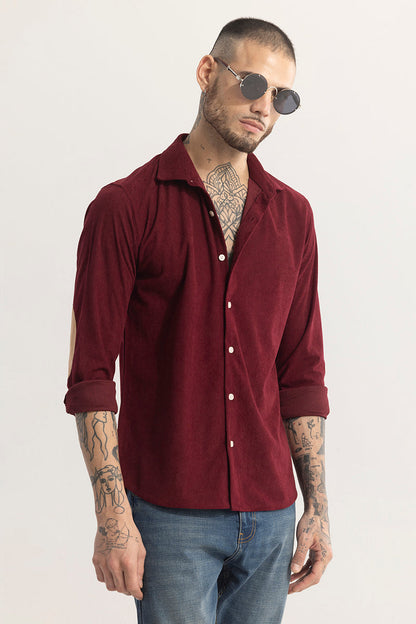 PatchPro Maroon Corduroy Shirt | Relove