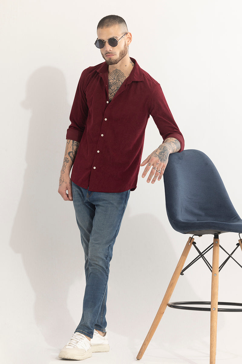 PatchPro Maroon Corduroy Shirt | Relove