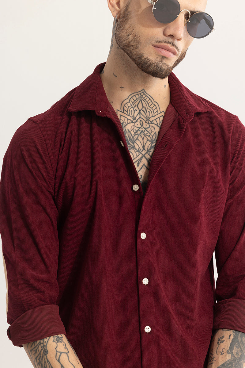 PatchPro Maroon Corduroy Shirt | Relove