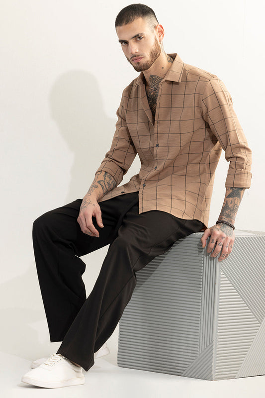 Grid Block Brown Checks Shirt | Relove