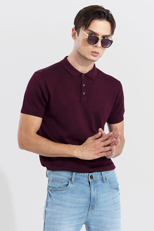 Effortless Chic Wine Polo T-Shirt | Relove