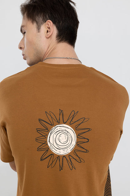 Doodle Sun Brown Oversized T-Shirt | Relove