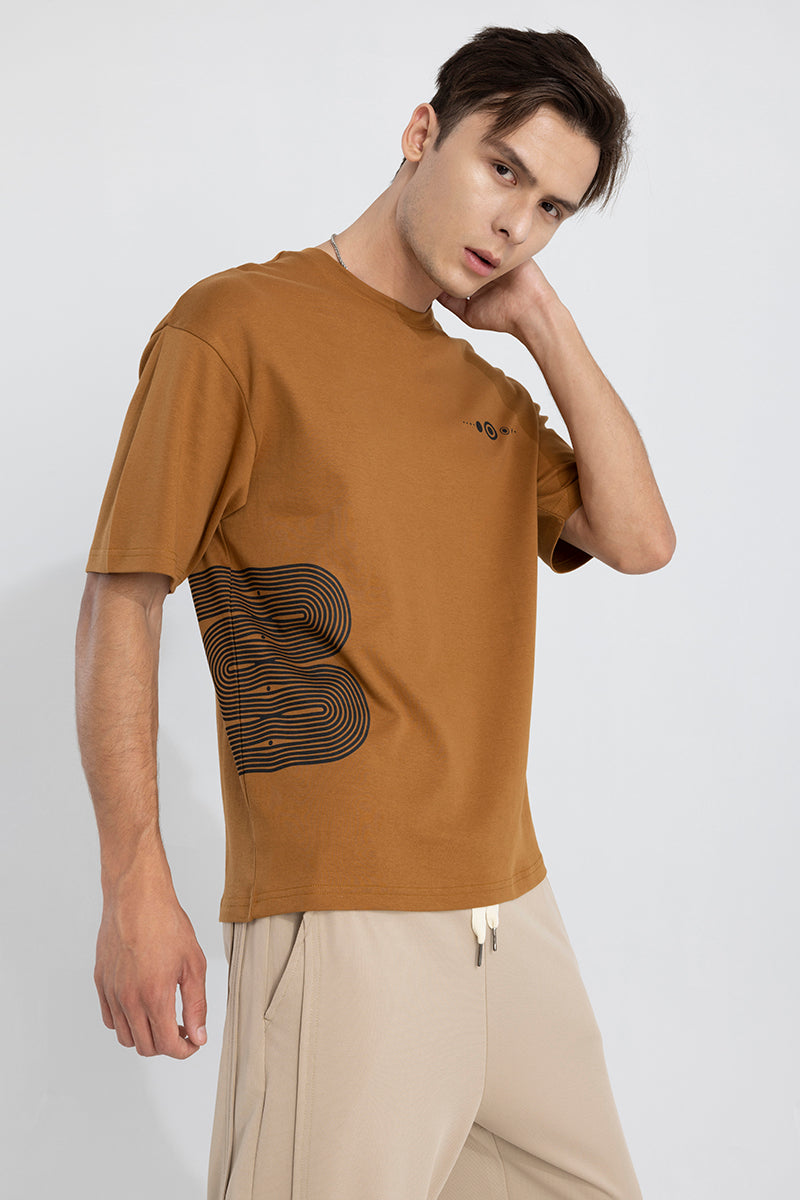 Doodle Sun Brown Oversized T-Shirt | Relove