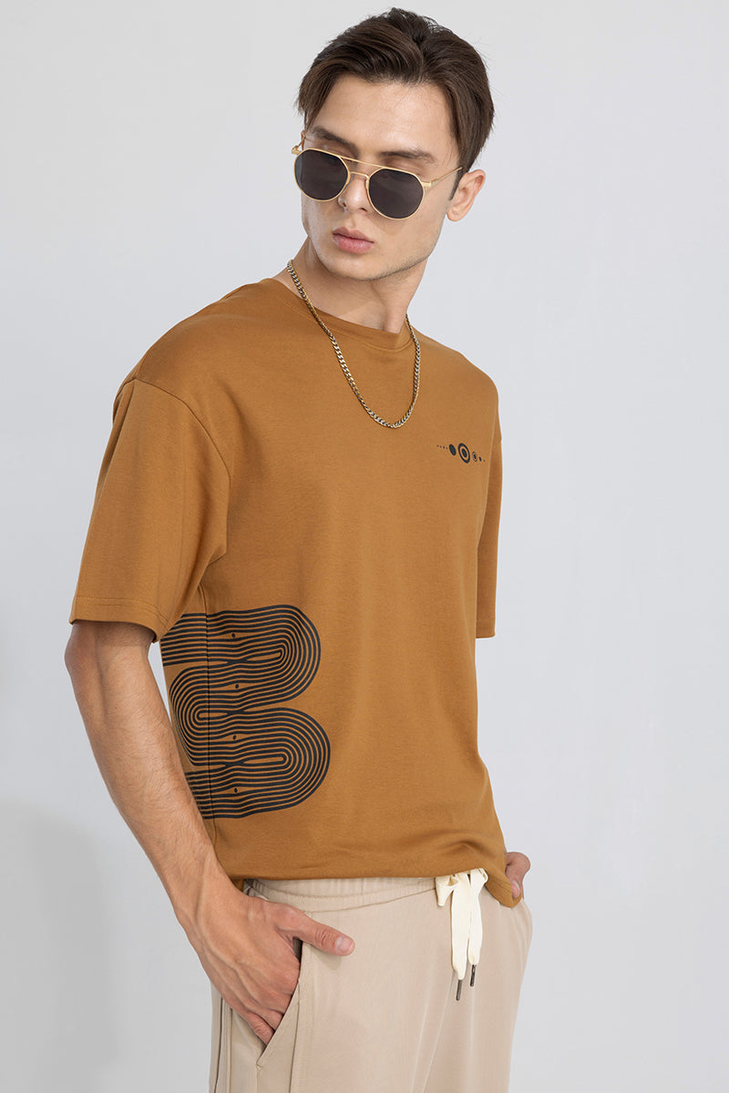 Doodle Sun Brown Oversized T-Shirt | Relove