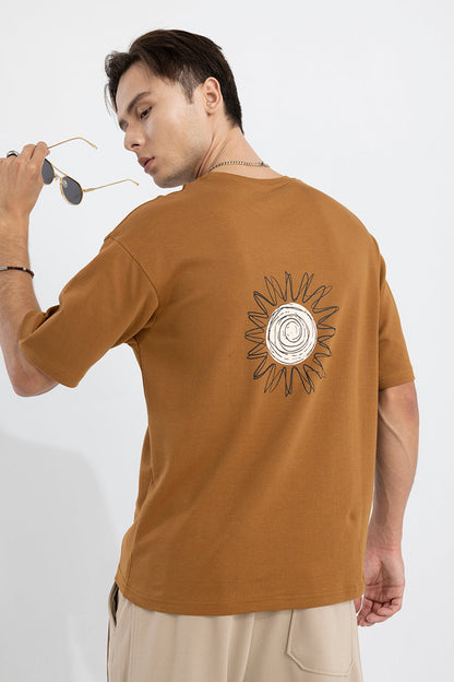 Doodle Sun Brown Oversized T-Shirt | Relove