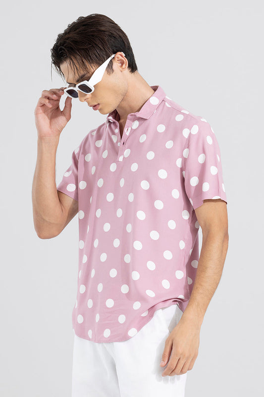 Polka Dotted Pink Polo T-Shirt | Relove