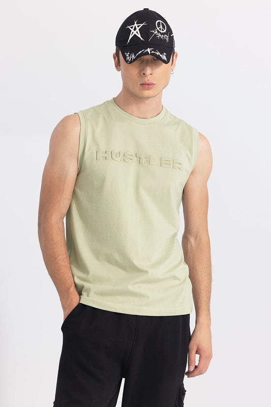 Hustler Tea Green Sleeveless T-Shirt | Relove