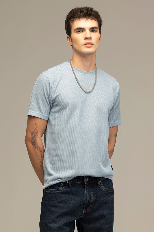 Waffle Weave Blue T-Shirt | Relove