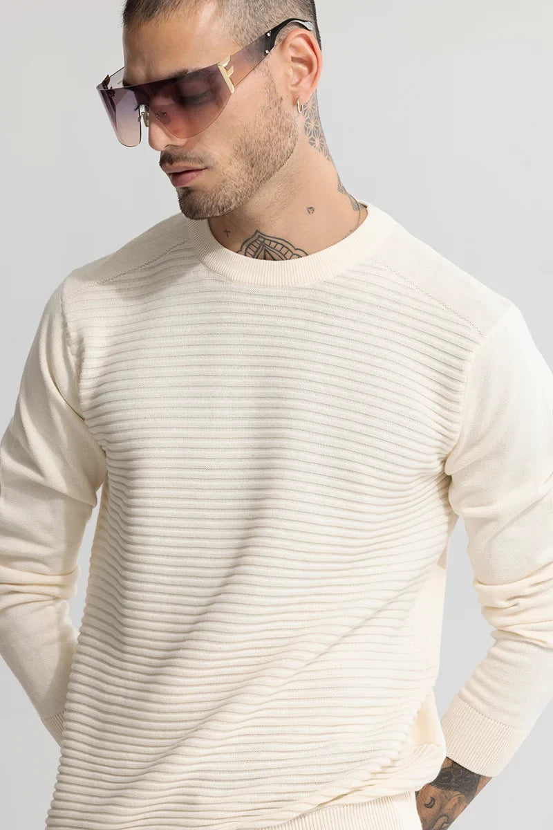 Wabble Line Cream Sweater | Relove