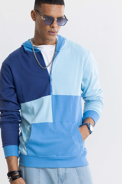 Colour Block Blue Hoodie | Relove