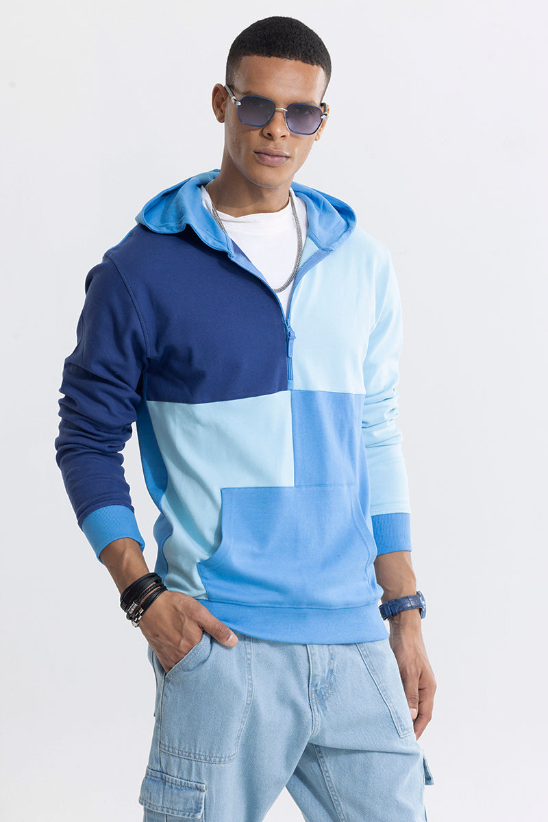 Colour Block Blue Hoodie | Relove