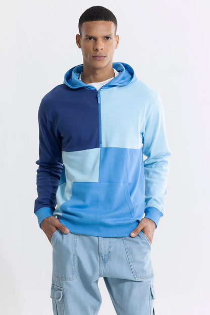 Colour Block Blue Hoodie | Relove