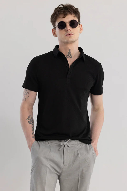 Meteor Black Polo T-Shirt | Relove