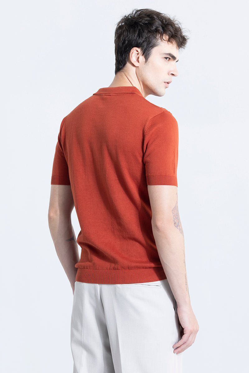 Infiniteknit Vermillion Red Polo T-Shirt | Relove