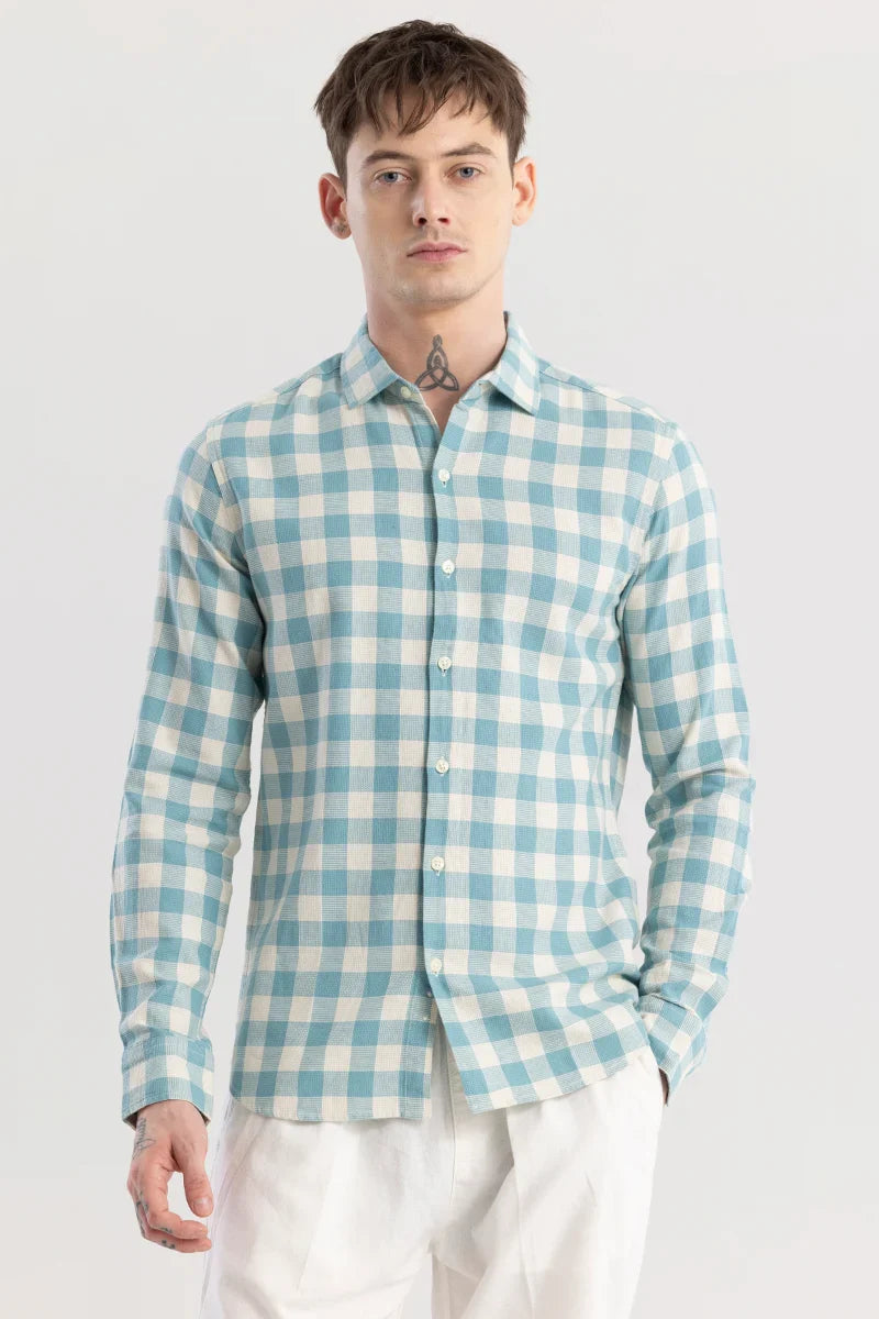 Elysium Ocean Blue Checks Shirt | Relove