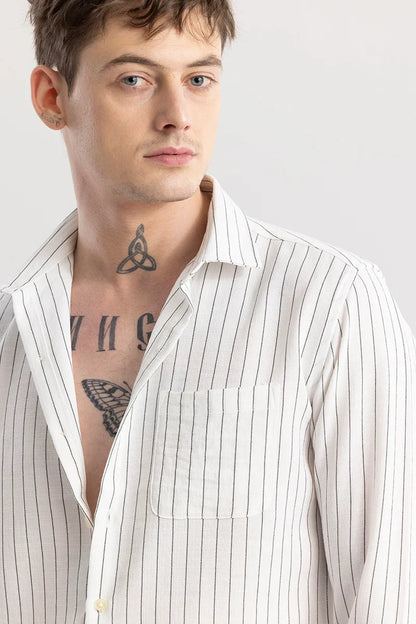 Linen Line White Stripe Shirt | Relove