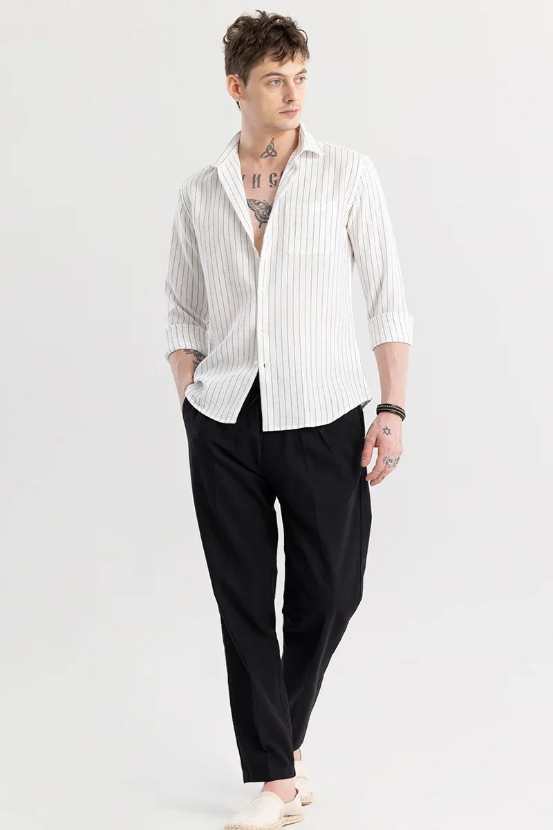 Linen Line White Stripe Shirt | Relove