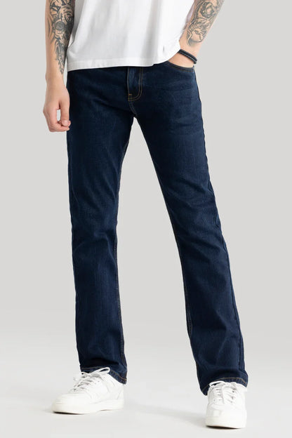 Olivier Navy Plain Straight Fit Jeans | Relove