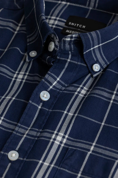 Enzo Navy Checks Shirt | Relove