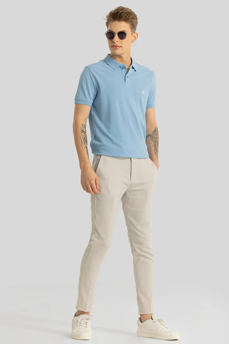 Yann Cream Plain Slim Fit Trousers | Relove