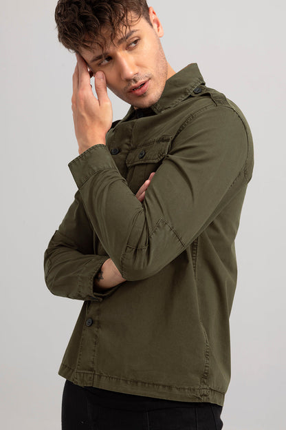 WingFlap Olive Overshirt | Relove